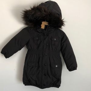 Gap Parka Black Size 3 With Fur Trim Hood